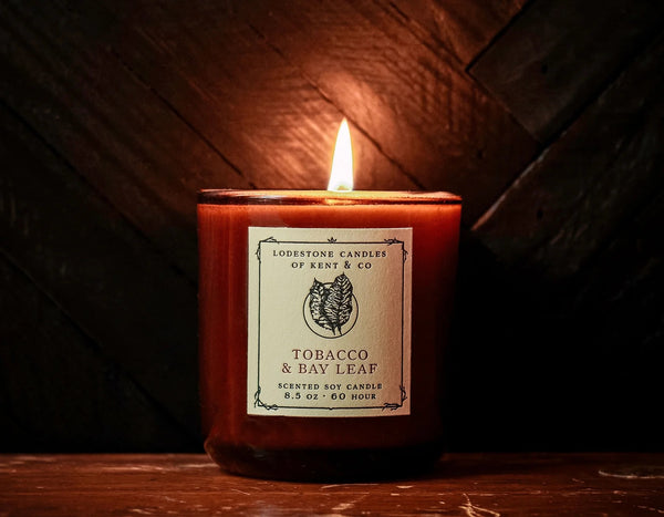 Tobacco & Bay Leaf Candle Lodestone Candle Co soy candle clean burning