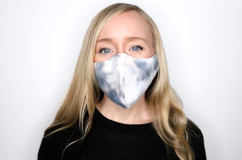 Face Mask with filter pocket & nose wire (Jet Black/Gray watercolor)