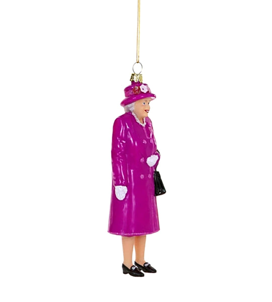 Queen Elizabeth Glass ornament figurine with handbag purse Cody Foster fuchsia pink