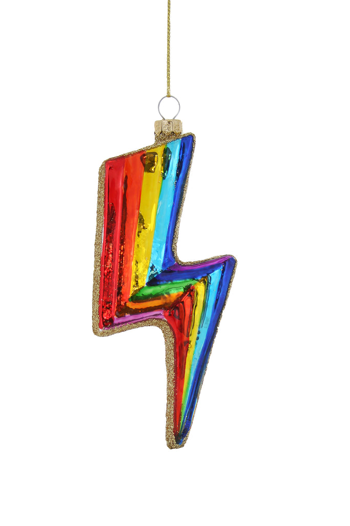 Rainbow Bolt Glass Ornament