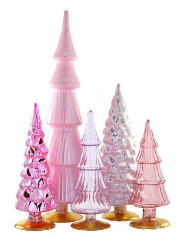 Cody Foster Rose Glass Hue Trees Large Glass Tree Set Pink
