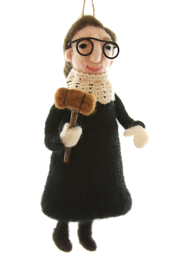 Ruth Bader Ginsburg Felt Ornament RBG Justice Ginsburg Felted Ornament doll Malala Fund charity ornament