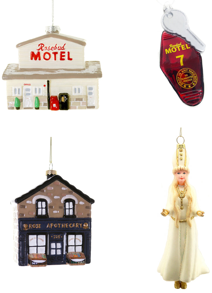 Schitt's Creek Rosebud Motel Ornament Apothecary Moira Rosebud Motel Keychain Cody Foster Christmas Xmas glass ornament
