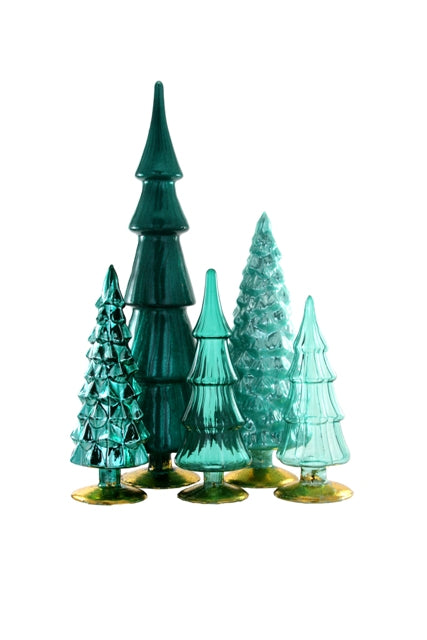Large Glass Tree Set - Teal