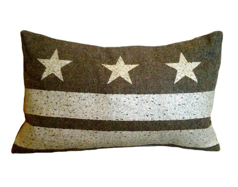 Washington D.C. Flag Pillow - Olive Green Wool + Champagne Ink