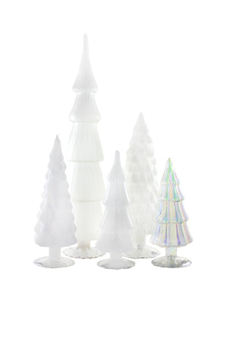 Cody Foster White Hue Glass Trees Large Iridescent Matte Opaque Glitter