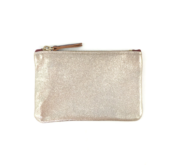 Small Coin Pouch - Champagne Gold Metallic Leather (add'l metallic colors avail)