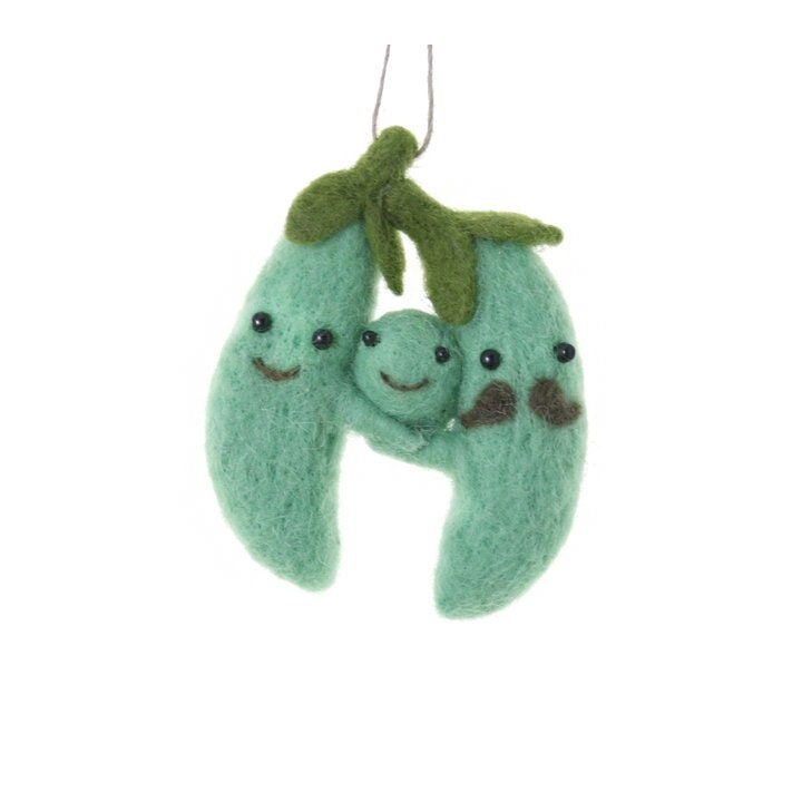Pea Pod Family Felt Ornament
