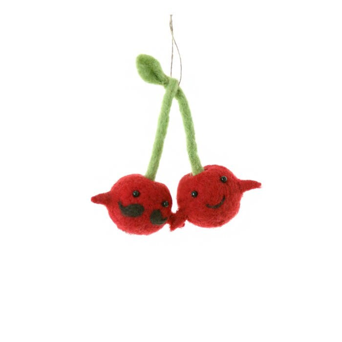 Cherries in Love Felt Ornament