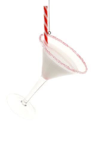 Festive Martini Ornament Cody Foster Glass Holiday Ornament Candy Cane White Martini