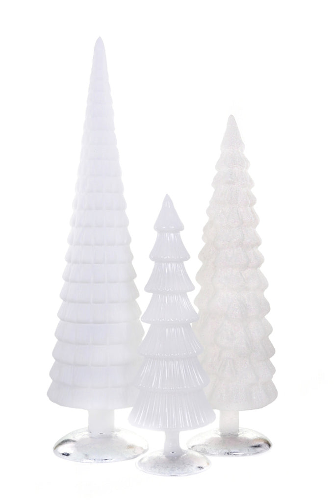 Extra Large XL Glass Hue Trees White Cody Foster Set of 3