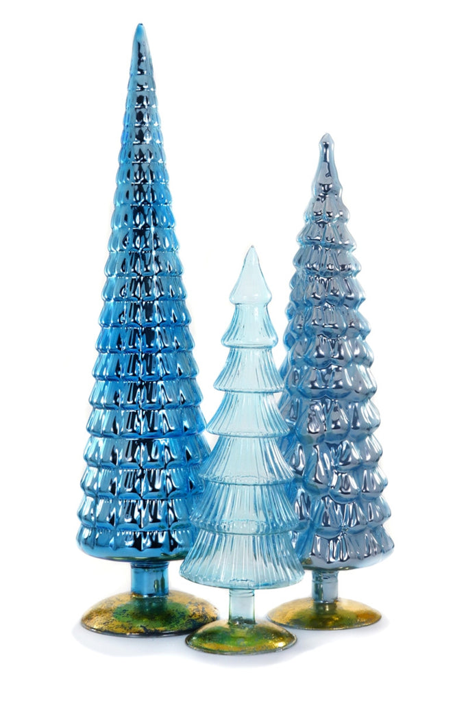 XL Extra Large Hue Glass Trees Winter Blue Cody Foster Winterblue Set of 3