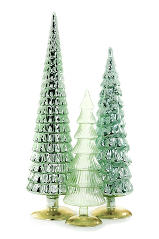 XL Extra Large Hue Glass Trees Winter Green Cody Foster Wintergreen Set of 3