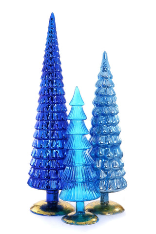 XL Extra Large Hue Glass Trees Blue Cody Foster Set of 3