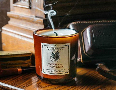 Tobacco & Bay Leaf Candle Lodestone Candle Co soy candle clean burning