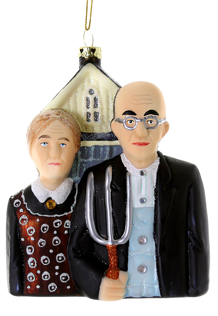 American Gothic Cody Foster ornament Norman Rockwell Pitchfork Grant Wood