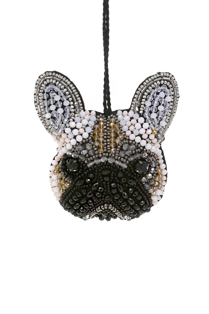 French Bulldog Ornament / Beaded Frenchie Ornament