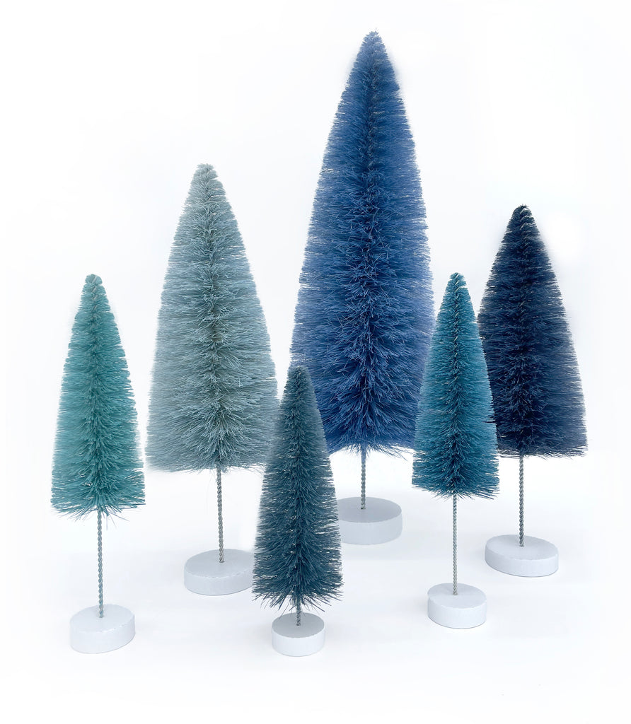 the daydream republic — Set of Blue and Cream Mini Bottle Brush Trees