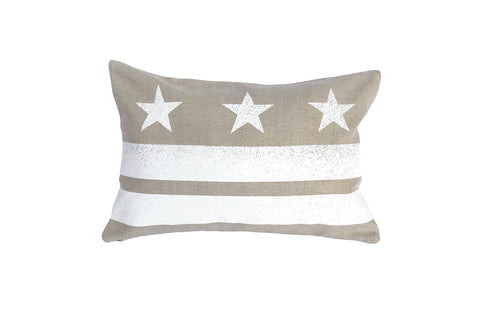 Washington D.C. Flag Pillow - Natural Linen + White Ink