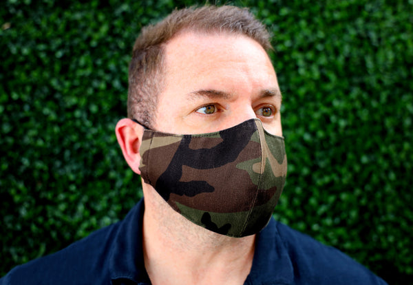 Face Mask with filter pocket & nose wire (Camouflage)