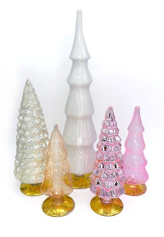 Large Hue Glass Trees Neutral Cody Foster Champagne Pink Gold Glass Trees Set