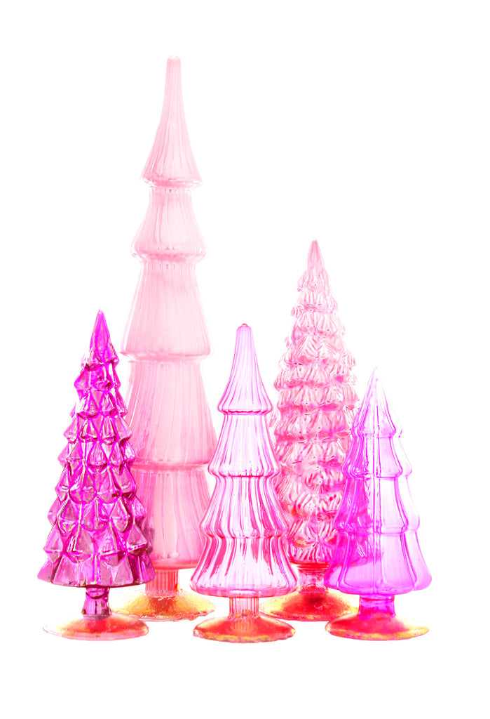 Cody Foster Hue Glass Trees Pink Christmas trees blown glass holiday