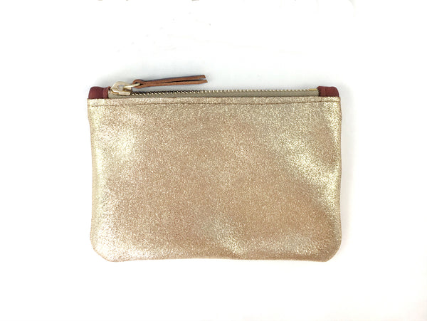 Small Coin Pouch - Platinum Metallic Leather (add'l metallic colors avail)