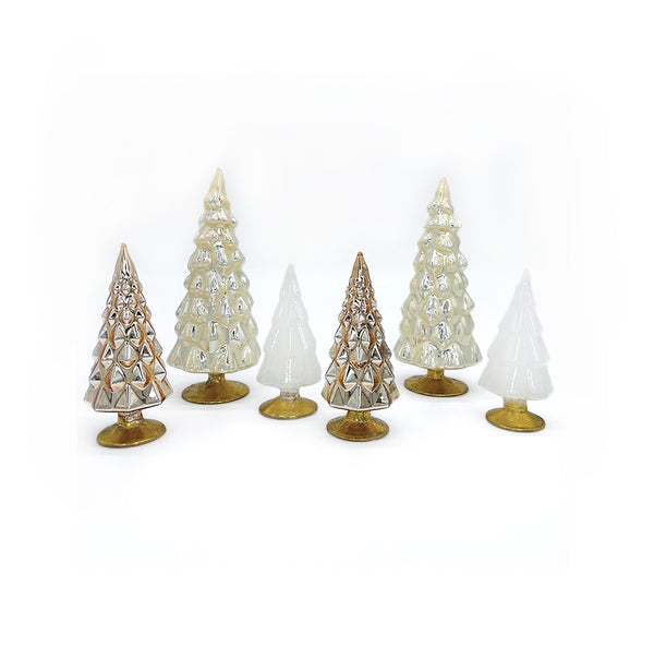Small Neutral Hue Trees Cody Foster MS-2105-N Glass Holiday Trees Christmas Trees Champagne Luxe