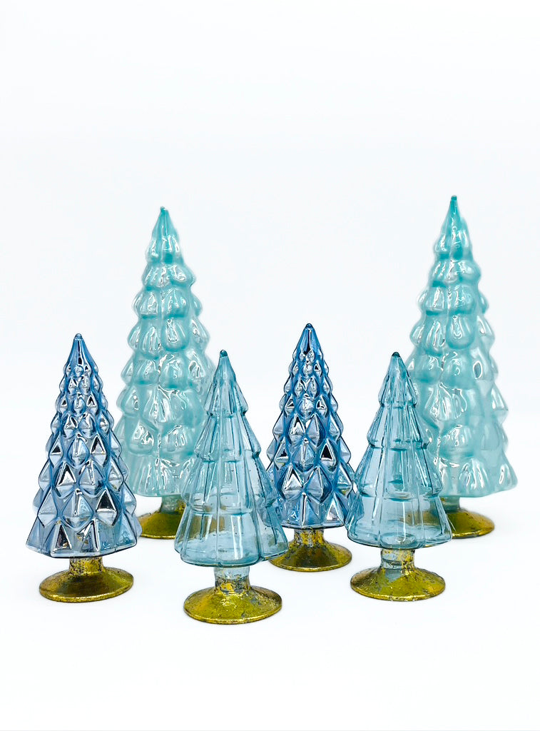 Cody Foster Small Hue Trees Snowfall Blue Glass Trees Green Glass Trees Sea Glass