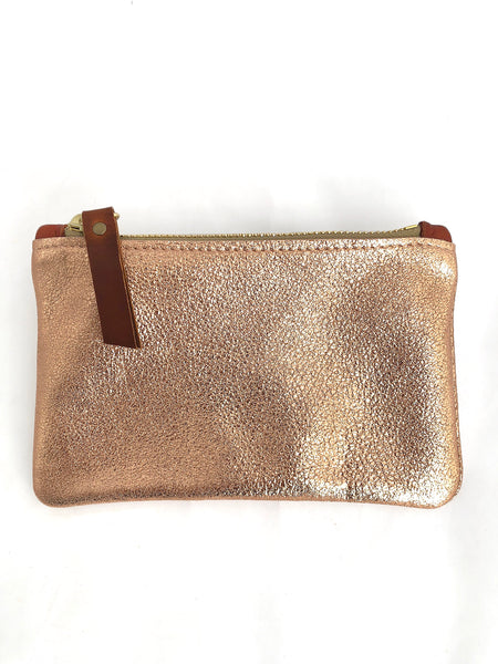 Small Coin Pouch - Rose Gold Metallic Leather (add'l metallic colors avail)