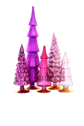Cody Foster Large Glass Hue Trees Violet Purple Christmas Mantel Centerpiece Purple Red