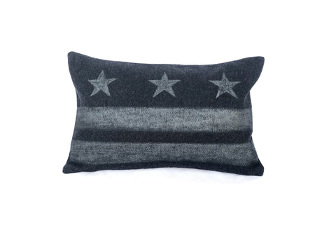 Washington D.C. Flag Pillow - Charcoal Gray Wool + Gunmetal Ink