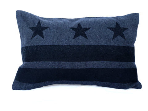 Washington D.C. Flag Pillow - Navy Blue Wool + Navy Ink