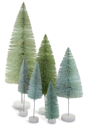 Bottle Brush Trees - Winter Green (6 pc set)