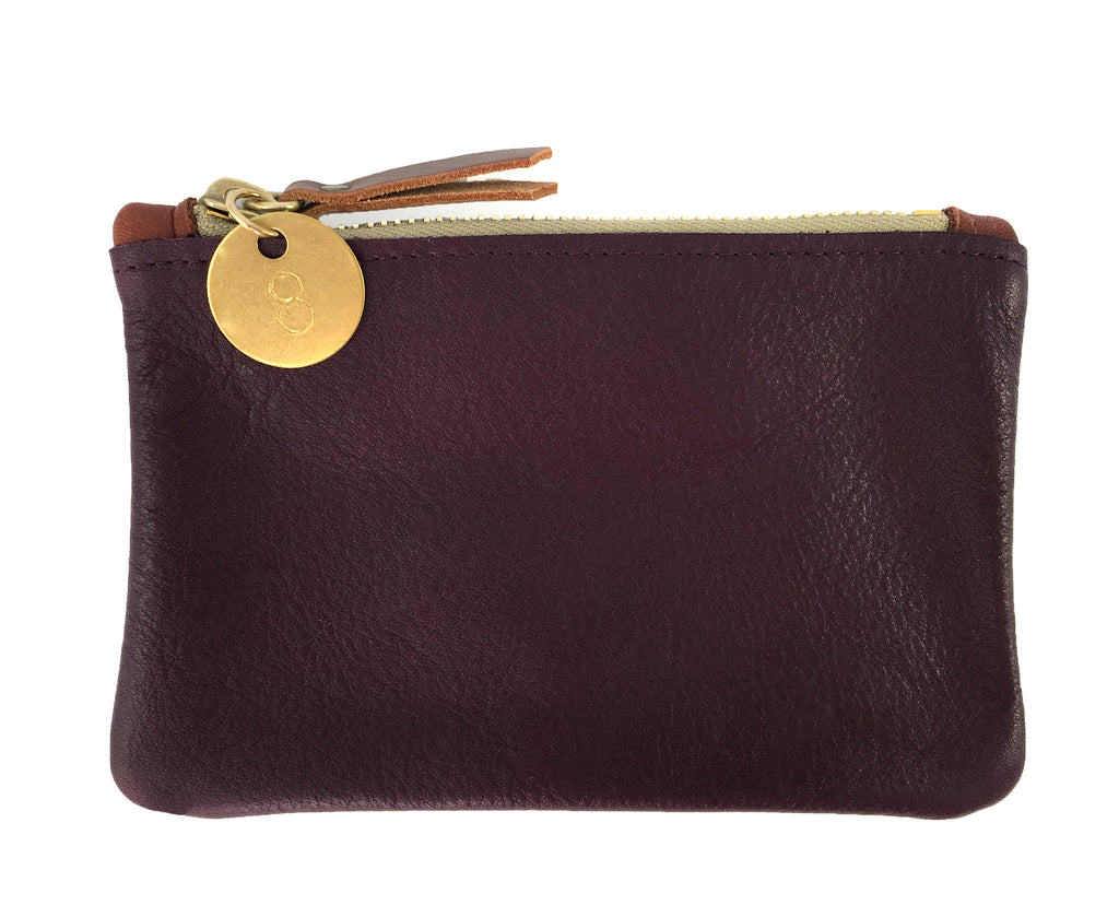 Small Coin Pouch - Aubergine Leather
