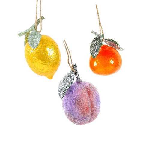 Sugar Plum, Lemon & Tangerine Glass Ornament Set