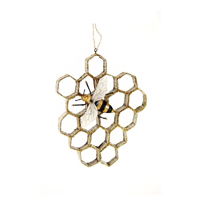 Queen Bee Honeycomb Ornament