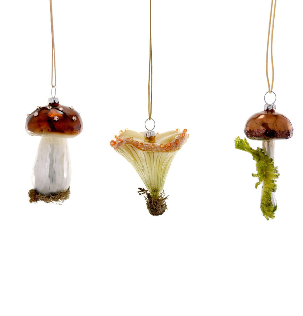 High Grove Mushroom Glass Ornament Set (Brown - 3 pcs)