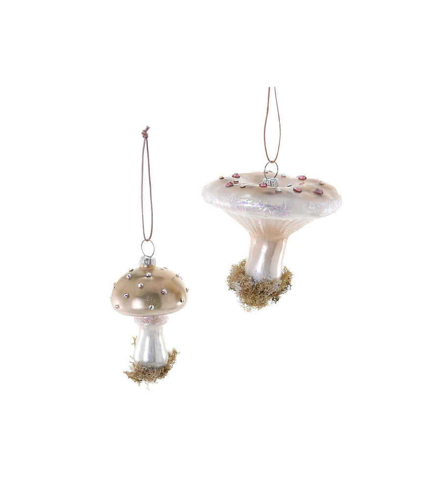 High Grove Mushroom Glass Ornament Set (Ivory - 2 pcs)