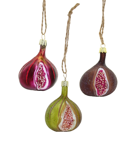 Orchard Figs Glass Ornament Set (3 pcs)