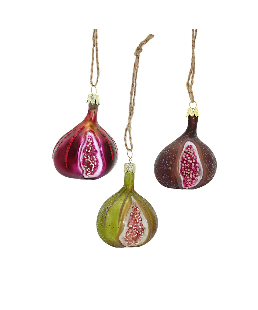 Orchard Figs Glass Ornament Set (3 pcs)