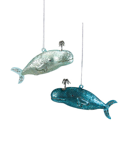 Large Mercury Glass Whale Ornaments (options)