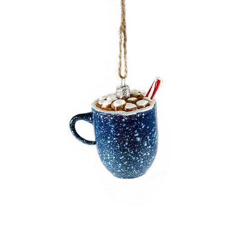 Campfire Cocoa Mug Glass Ornament