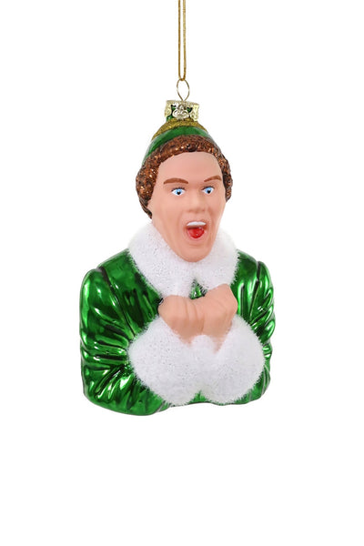 Santa's Here! Elf Glass Ornament