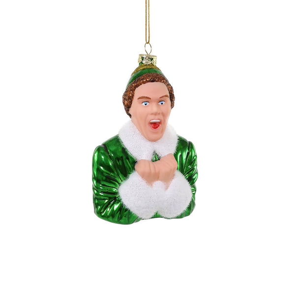 Santa's Here! Elf Glass Ornament